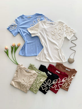 T-shirt Algodão/Malha com Bordados