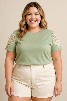 Blusa Mangas Bordadas 100% Algodão