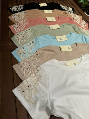 Blusa Mangas Bordadas 100% Algodão