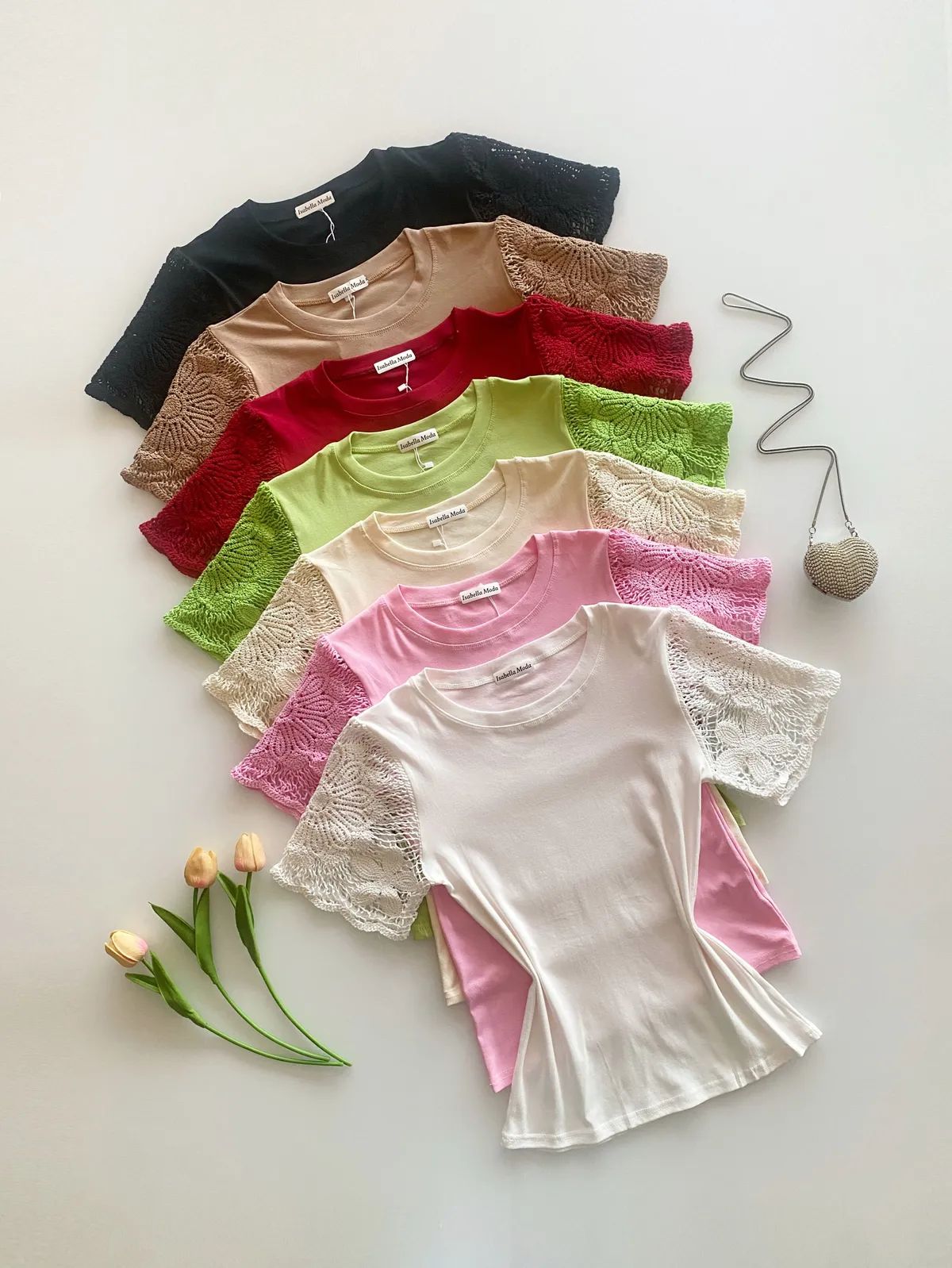 Blusinha 100% ALGODÃO Linda Rendada nas Mangas