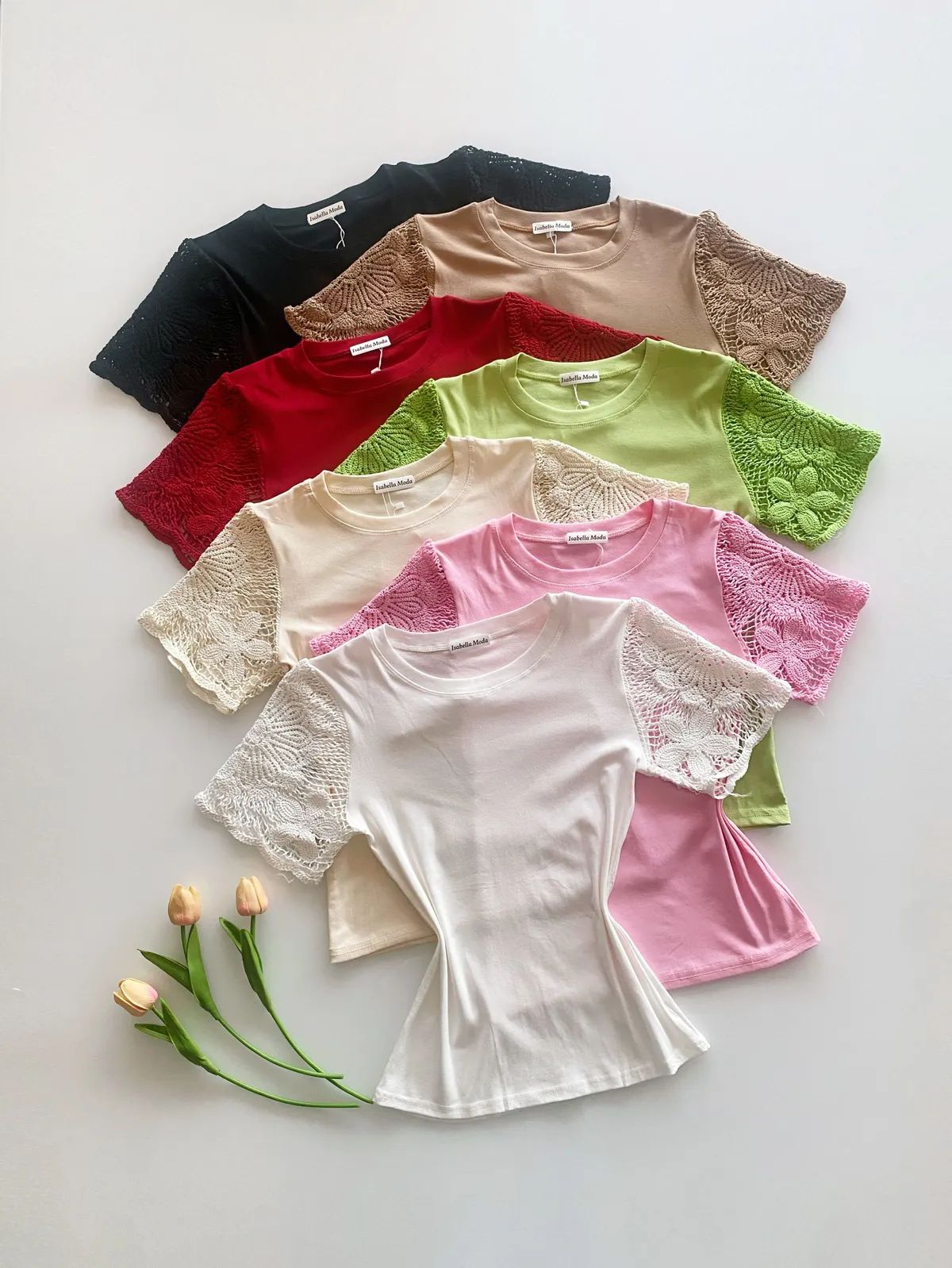 Blusinha 100% ALGODÃO Linda Rendada nas Mangas