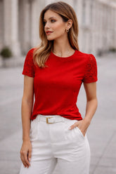 Blusinha 100% ALGODÃO Linda Rendada nas Mangas